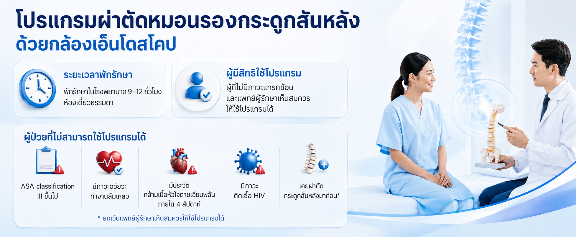 โปรแกรมการผ่าตัดหมอนรองกระดูกสันหลังด้วยกล้องเอ็นโดสโคป